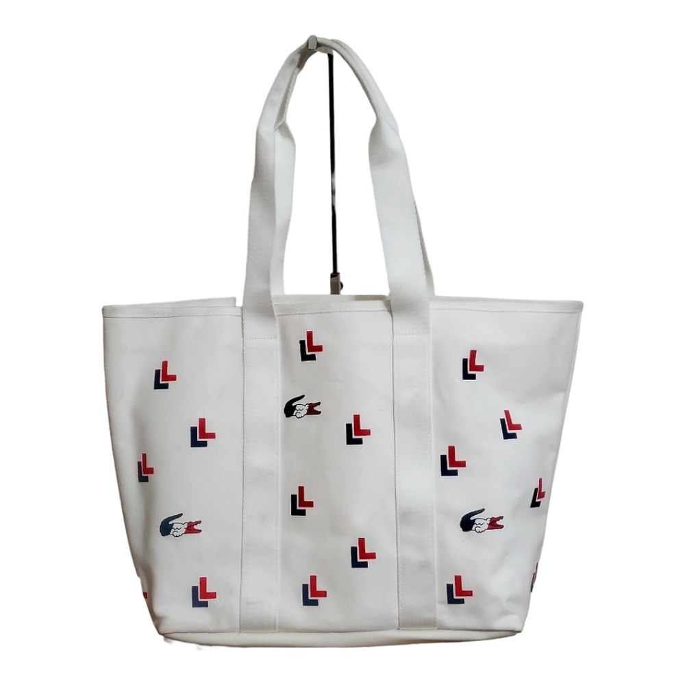 Lacoste White Cotton Tote